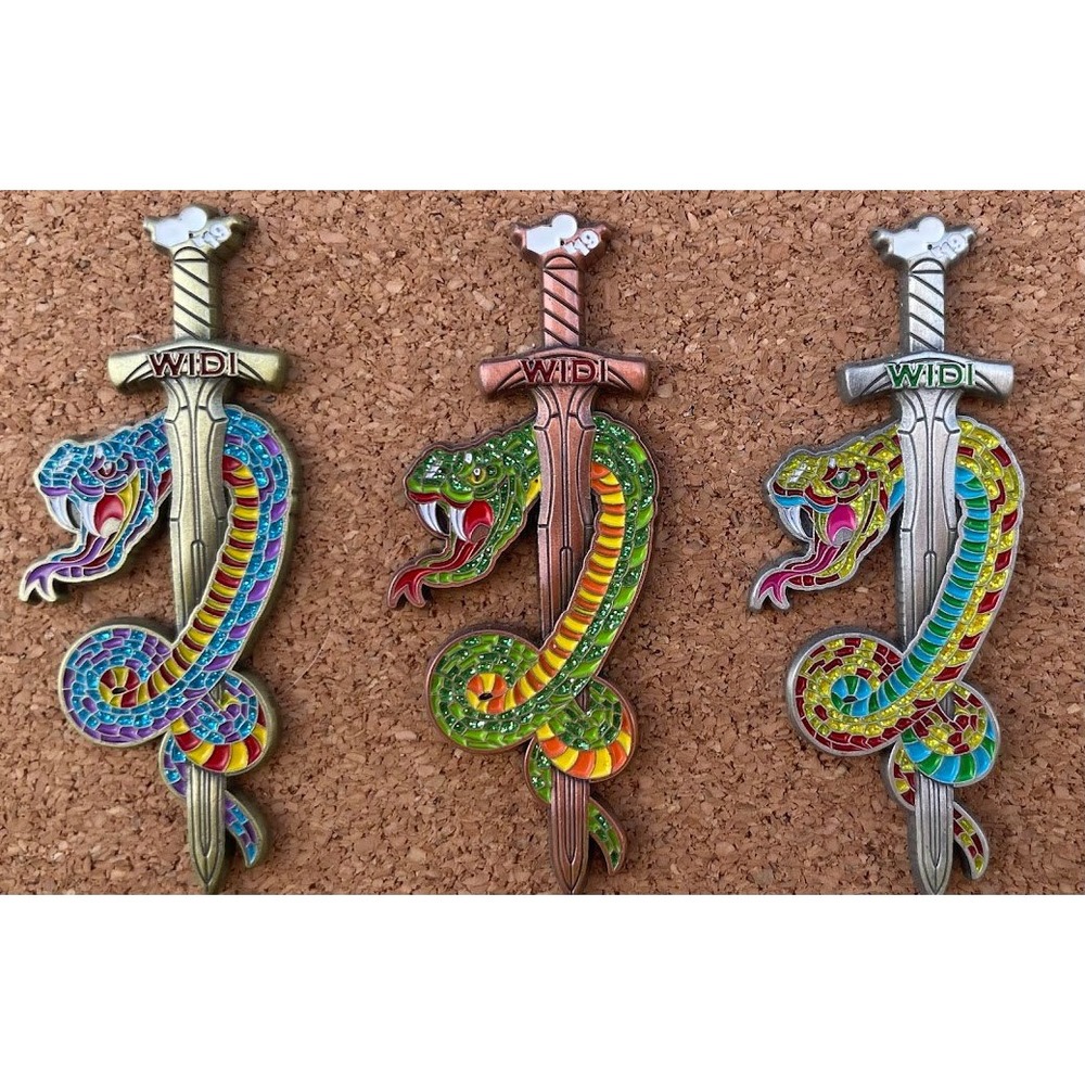 Wisconsin Destination Imagination Snake Sword Pin Set 3 Pc Fantasy Mosaic Pins